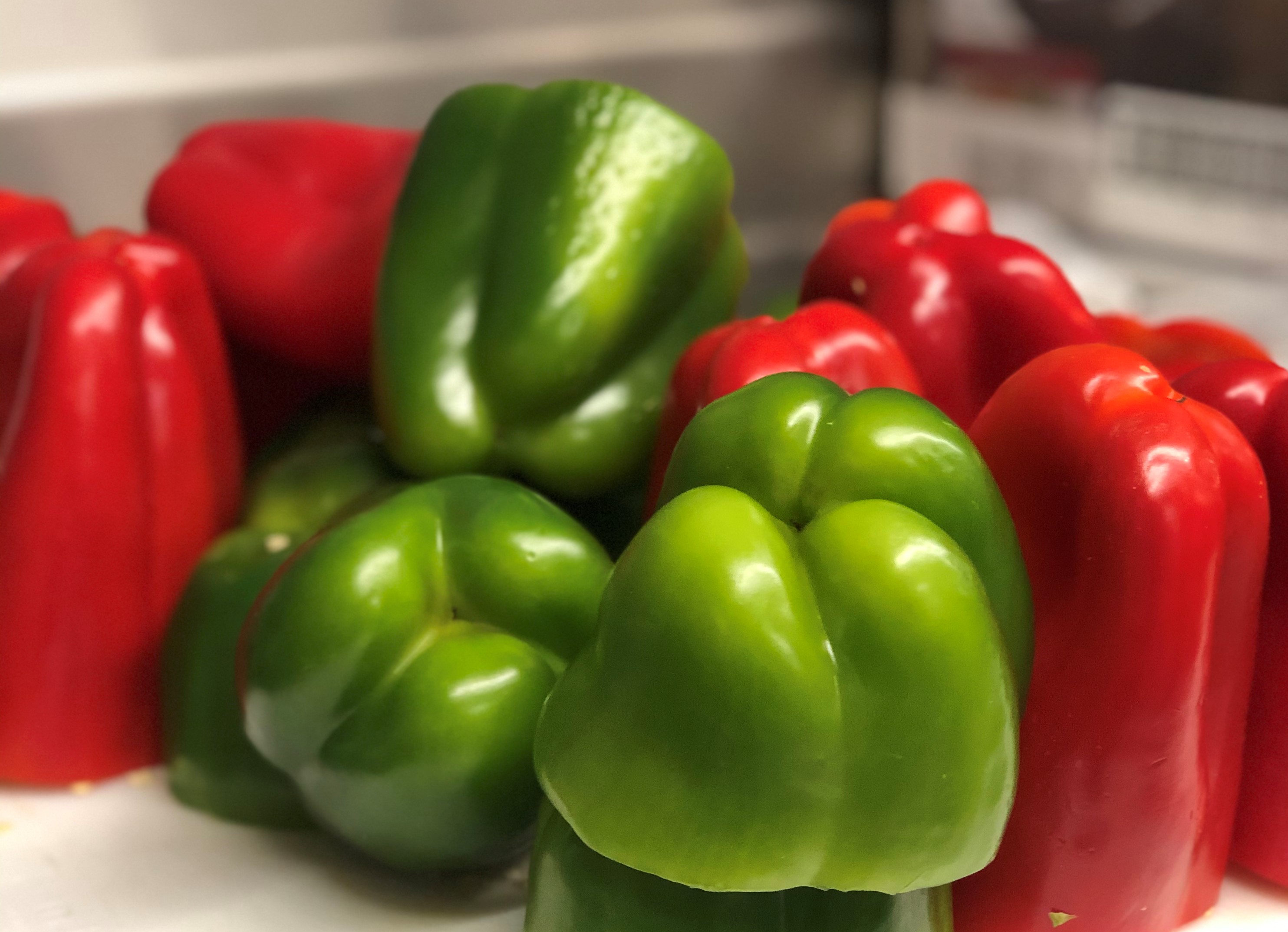 Peppers being prepared for a meal